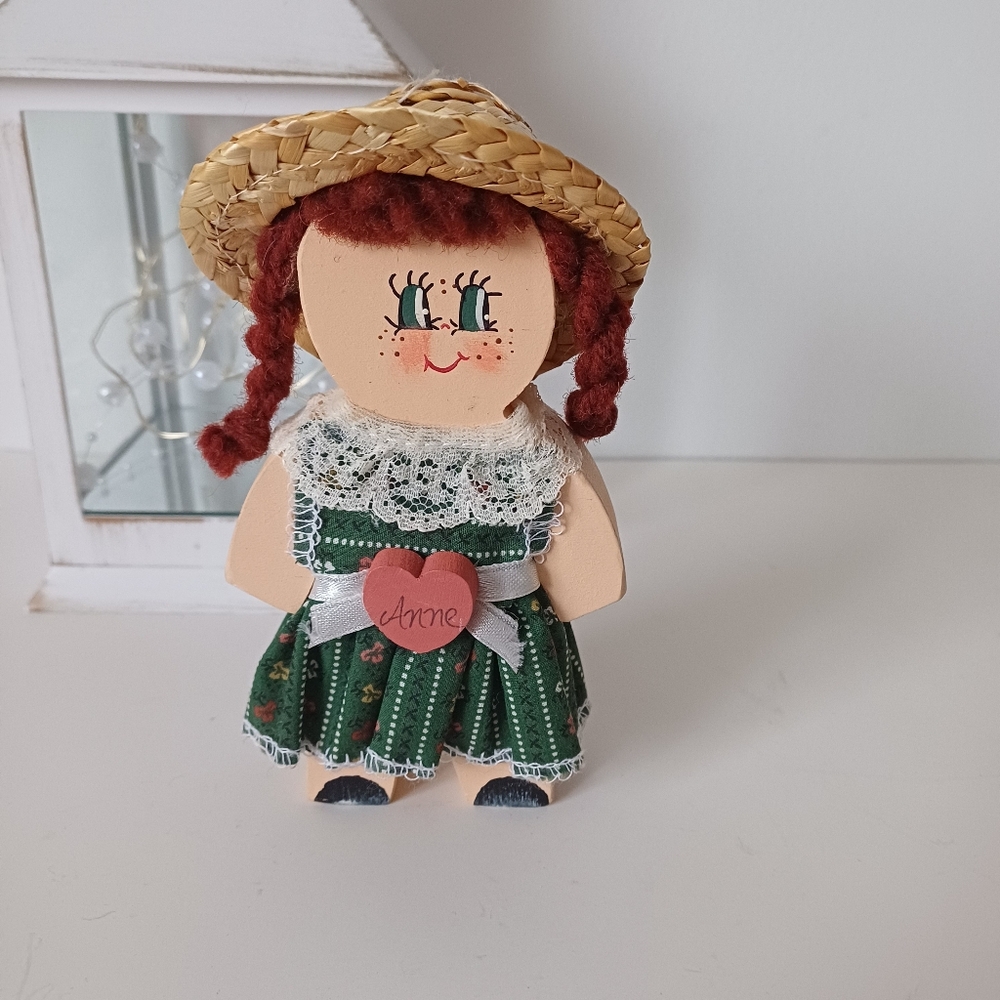 Handcrafted Anne of Green Gables Wooden Doll Figurine 5"